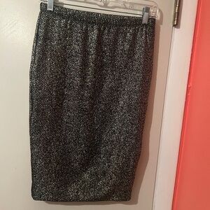Lilly White Black & Silver Sparkle Pencil Skirt - Size M